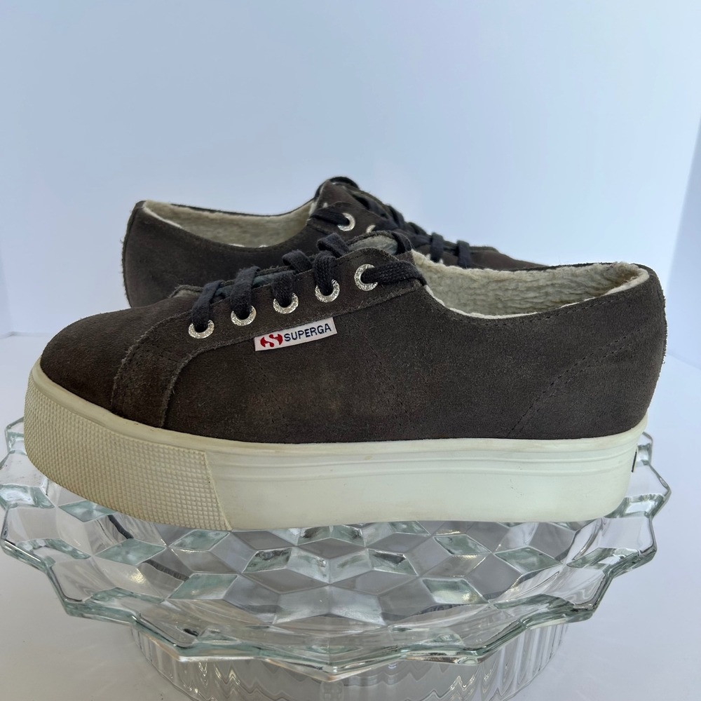 Superga 2790 Suede Platform‎ Sneakers Women's Size 38 Brown Lace Up Shoes